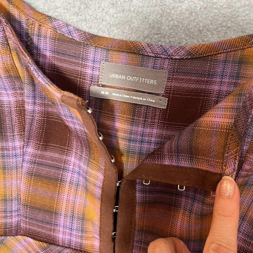 Urban Outfitters Keya Plaid Hook & Eye Mini Dress View 4